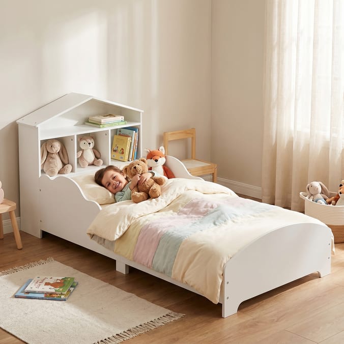 Liberty House Toys Kids White Toddler Bed With Bookcase