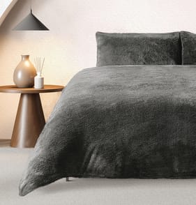The Winter Warmer Collection Teddy Single Duvet Set - Dark Grey