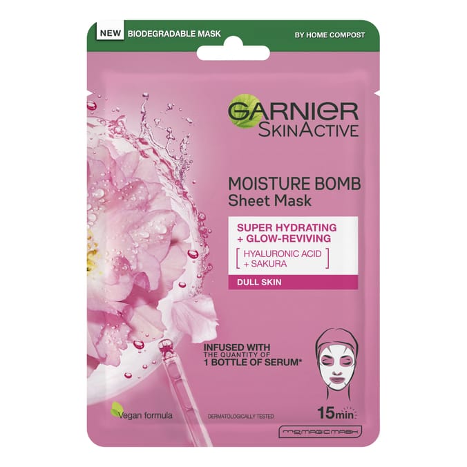 Garnier Moisture Bomb Sakura and Hyaluronic Acid Face Sheet Mask 28g