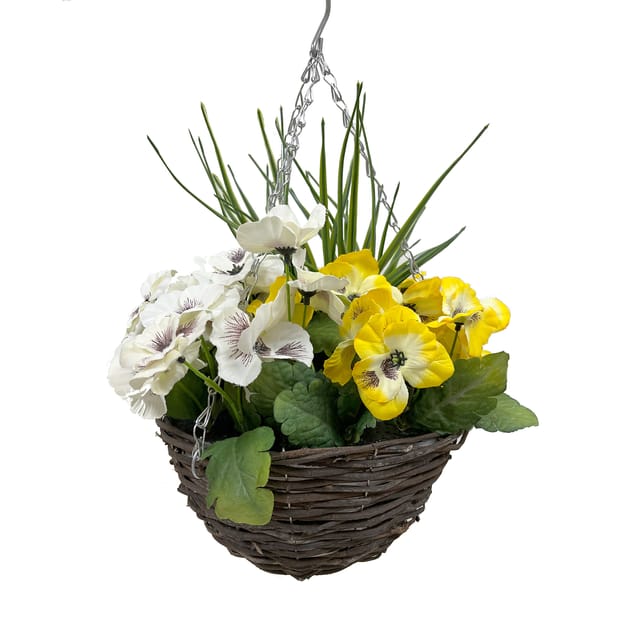 Artificial Hanging Pansy Basket Home Bargains