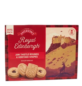 Paterson's Royal Edinburgh Jam Thistle Rounds & Haritage Shapes Shortbread 417g