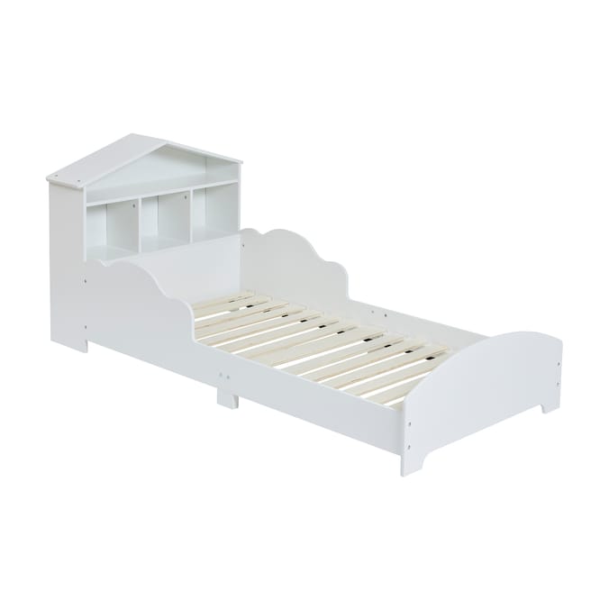 Liberty House Toys Kids White Toddler Bed With Bookcase