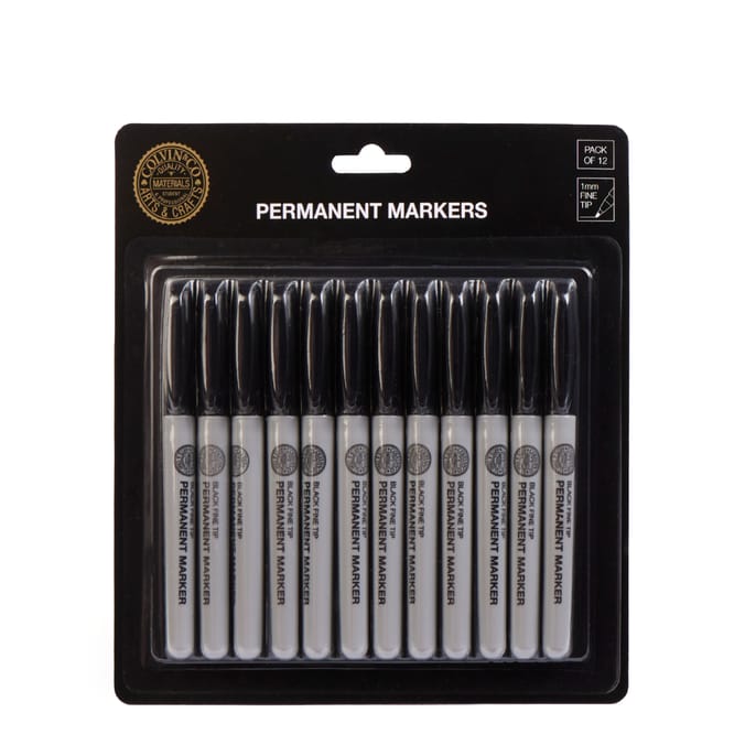 Colvin & Co Permanent Markers Black 12 Pack