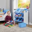 Liberty House Toys Two Tone Toddler Bed and 9 Bin Storage Unit Set - White & Blue