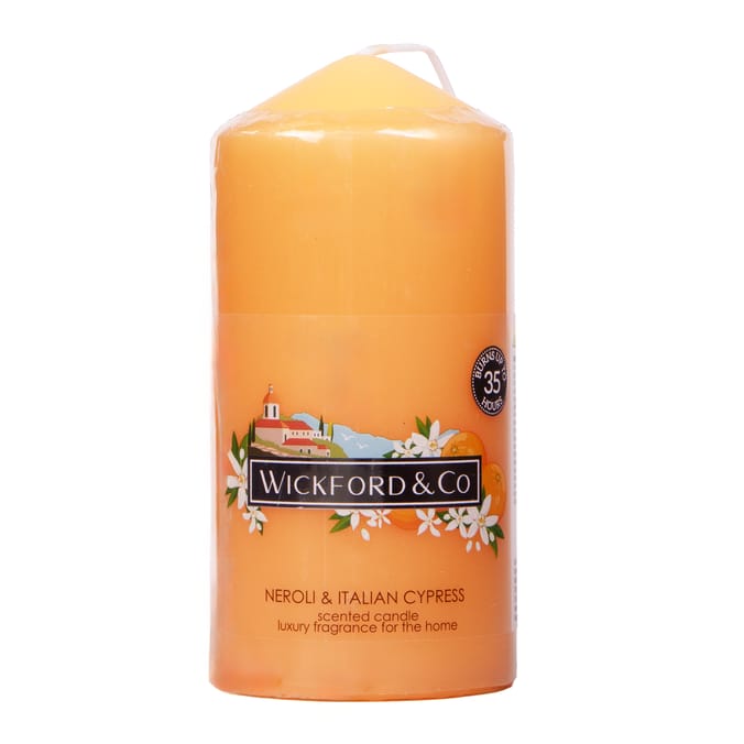 Wickford & Co Scented Small Pillar Candle - Neroli & Cypress