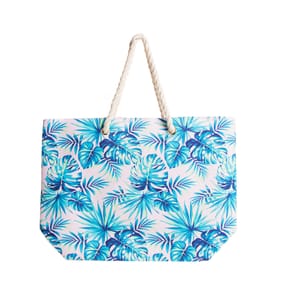 Hello Summer Canvas Beach Bag Palm Leaf