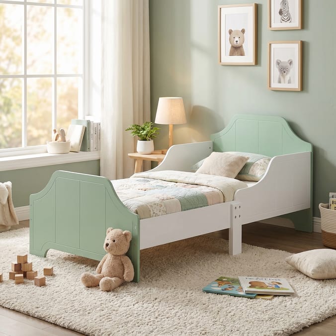 Liberty House Toys Two Tone Bed & 9 Bin Storage Set - White & Green