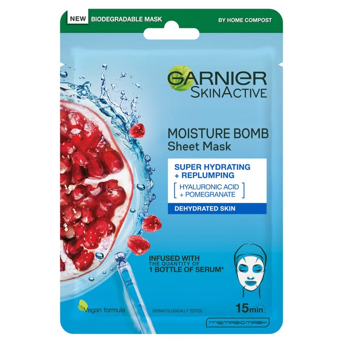Garnier Moisture Bomb Pomegranate Hydrating Face Sheet Mask Dehydrated Skin