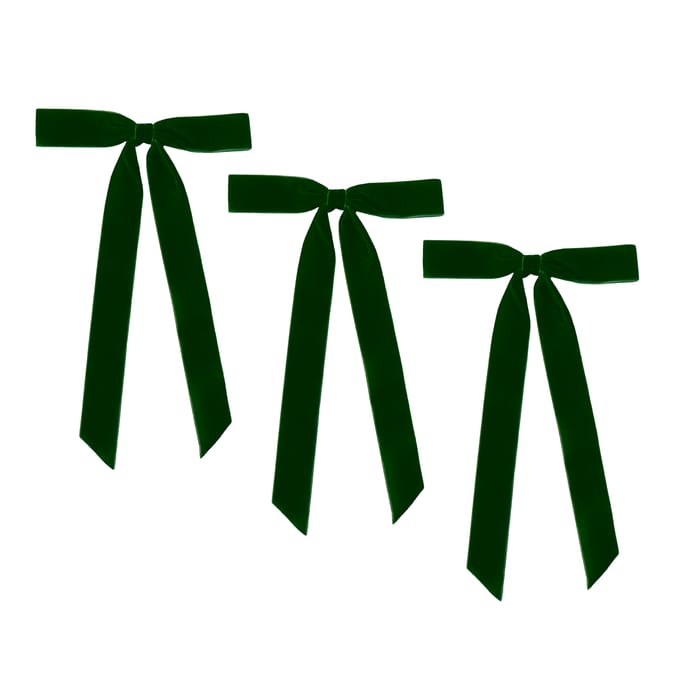 Winter Charm Velvet Long Tail Bow 3 Pack