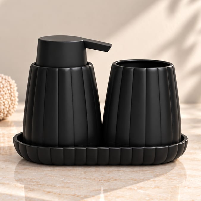 Bath Soap Dispenser, Tumbler & Tray Set
