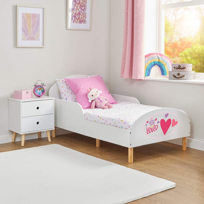Liberty House Toys Kids White Toddler Bed – You Are Loved