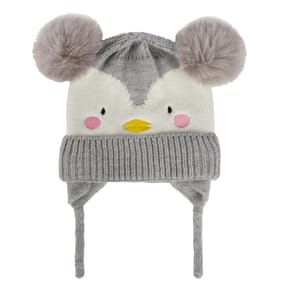 Pure Baby Grey Pom Pom Hat - 6-12 Months