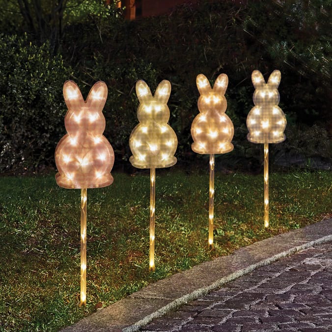Hoppy Easter 4 Pack Outdoor Bunny Stake Lights