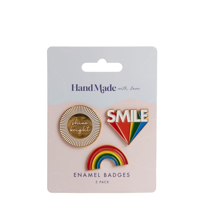 Hand Made With Love Enamel Badges - Shine Bright