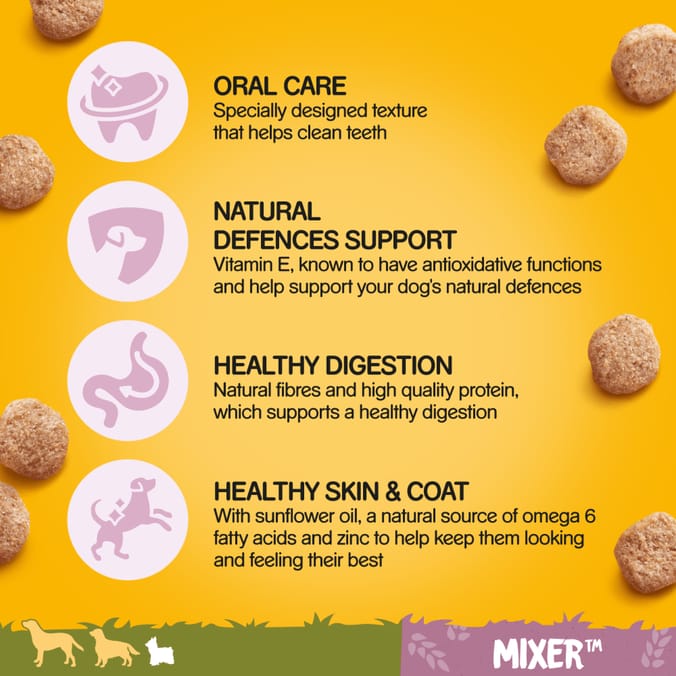 Pedigree Small Bite Mixer Adult Small Dog Dry Food with Wholegrain Cereal 2kg