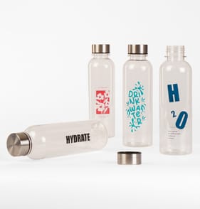 Hydrate Plastic Print Drink Bottle 500ml x 10 Pack