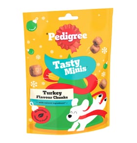 Pedigree Tasty Minis Christmas Dog Treats Chewy Cubes 130g - Turkey Flavour Chunks x8