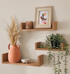 Home Collections 3 Pack U-Shaped Oak Shelves
