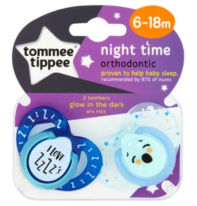 Tommee Tippee Night Time 2 Orthodontic Soothers 6-18m - I Love Zzz's