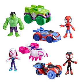 Marvel Spidey and His Amazing Friends Hero Wheels 4 Pack 4-Inch Action Figure & Toy Vehicle