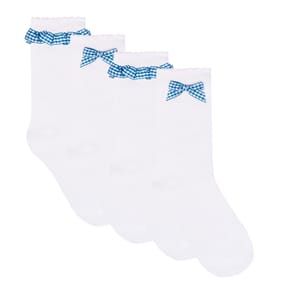Originals Blue Gingham School Socks 4 Pack