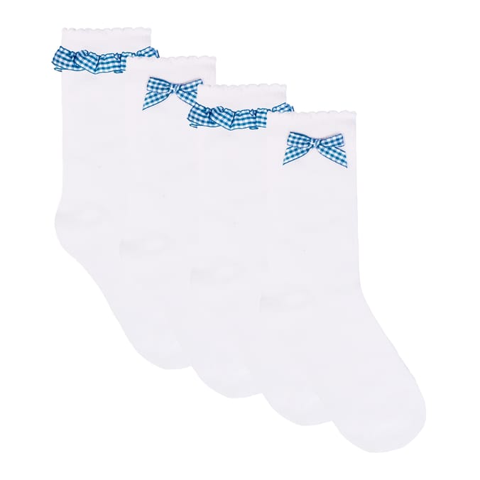 Originals Blue Gingham School Socks 4 Pack