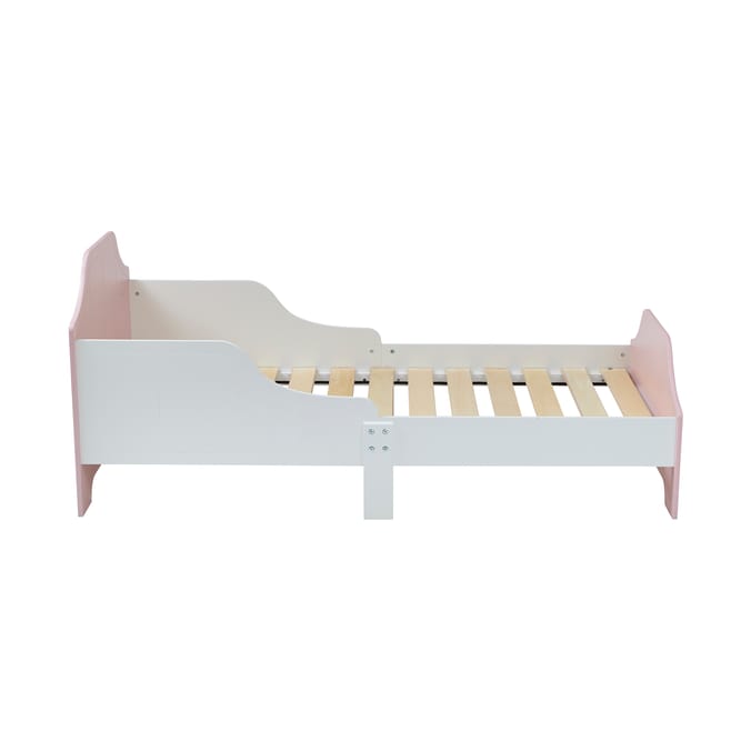 Liberty House Toys Two Tone Toddler Bed and 9 Bin Storage Unit Set - White & Pink