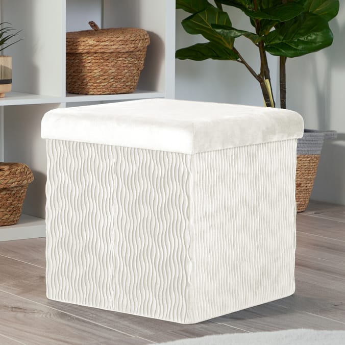 Home Collections Pleated Velvet Square Storage Ottoman