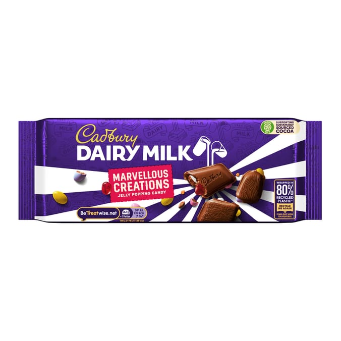 Cadbury Dairy Milk Marvellous Creations Jelly Popping Candy Chocolate Bar 160g