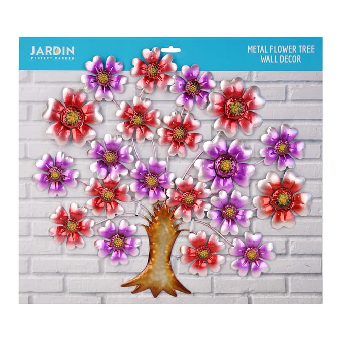 Jardin Colourful Metal Tree Wall - Flowers