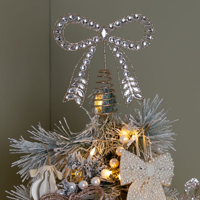 Winter's Tale Diamante Bow Christmas Tree Topper
