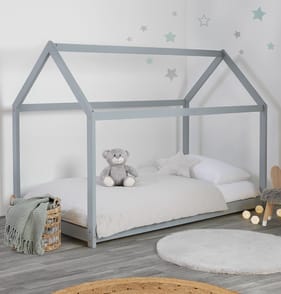 My Little Home Kids House Single Bed Frame - Grey