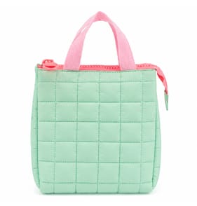 Quilted Lunch Bag - Green/Pink
