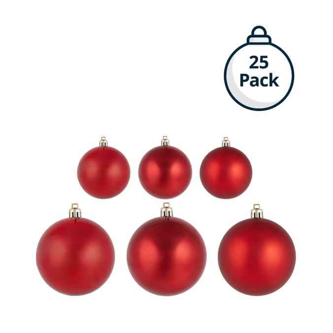 Festive Feeling Mixed Size Christmas Baubles 25 Pack
