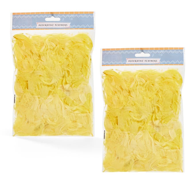 Hoppy Easter Decorative Feathers - Yellow x2