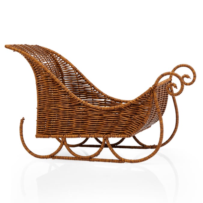 Winter Charm Rattan Christmas Sleigh Decoration