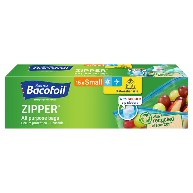 Bacofoil Zipper All Purpose Bags Small 15 Pack