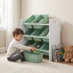 Liberty House Toys Kids 9 Bin Storage Unit - White & Forest Green