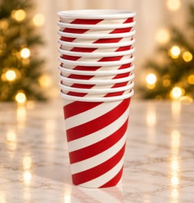 Sleigh Bells Striped Paper Cups 10 Pack