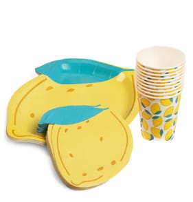 The Outdoor Living Collection 40 Piece Lemon Paper Dinnerware Set