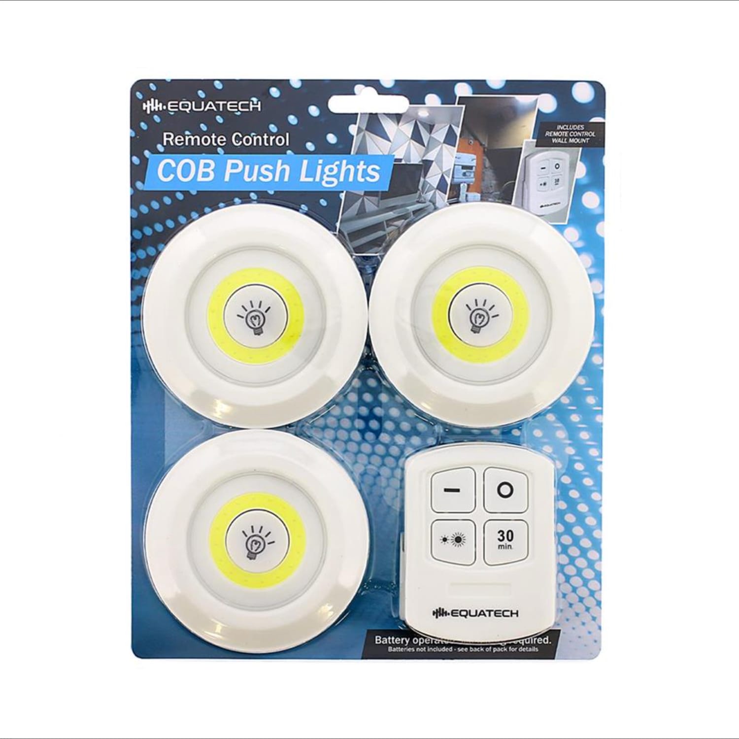 Equatech Remote Control COB Push Lights | Home Bargains