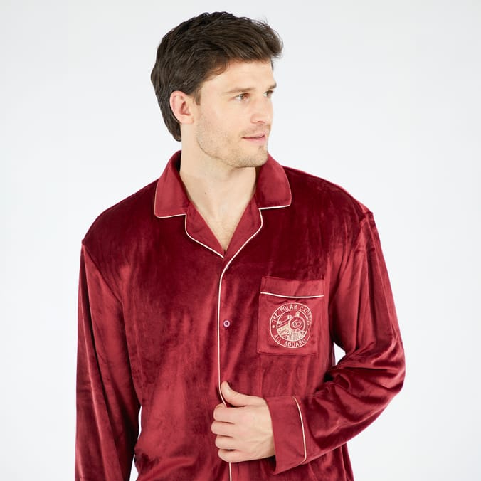 Burgundy Polar Express Mens Pyjamas