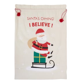 Sleigh Bells Large Canvas Novelty Christmas Sack - Santa