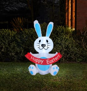 Hoppy Easter LED Light-Up 1.2m Inflatable Bunny - Blue