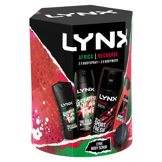 Linx Box Set Lynx Body Spray Gift Set - Recharge & Africa | Home Bargains