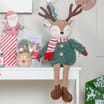 Sleigh Bells Sitting Plush Reindeer - Boy
