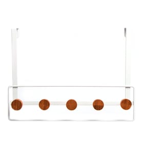 Bathroom Over Door Hook With Bamboo Knob - White