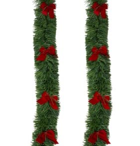 Festive Feeling Christmas Tinsel With Bow - Red