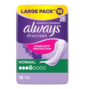 Always Discreet Sensitive Bladder Complete Protection Normal 16 Pads