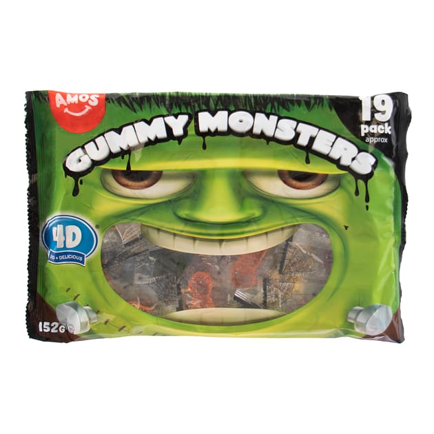 Amos 4D Gummy Monsters 19 Pack 152g Home Bargains